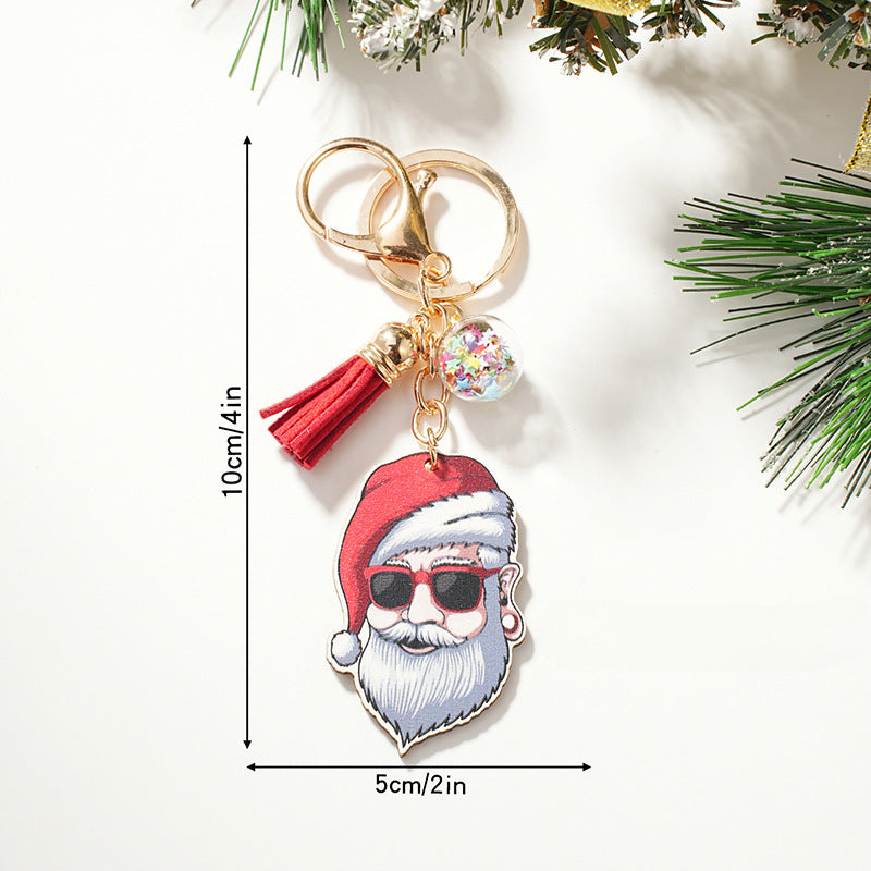 Wholesale Creative Santa Claus Christmas Gifts Wooden Cartoon Keychain